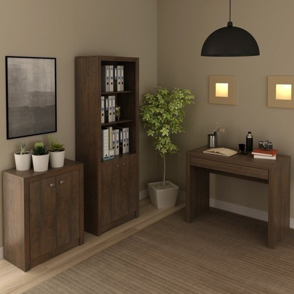 Kit 3 Peças Com Escrivaninha Com Gaveta, Armário Multiuso Alt