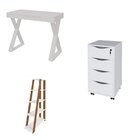 Kit 3 Peças Com Escrivaninha, Gaveteiro Com 4 Gavetas E Estan