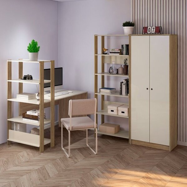 Kit 3 Peças Com Escrivaninha Match, Estante Para Livros E Arm