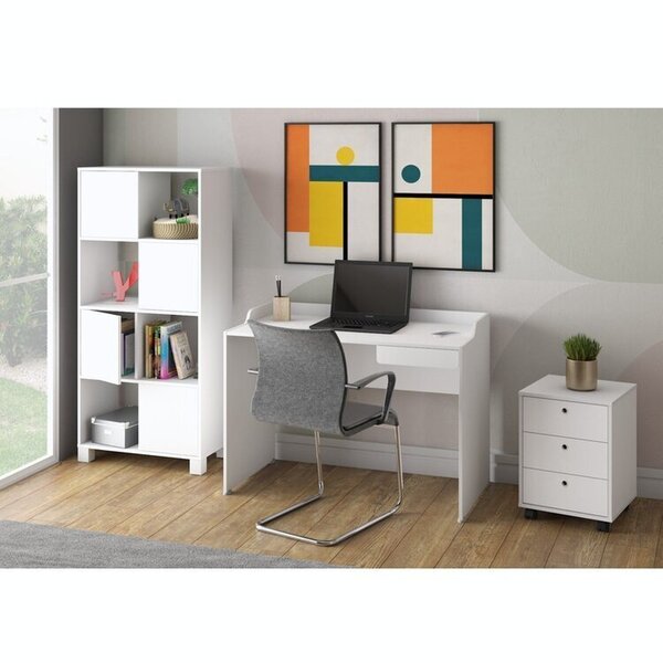 Kit 3 Peças Com Escrivaninha Minimalista Com 1 Gaveta Slim, G