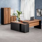 Kit 3 Peças Com Mesa Escritório Em L 150x150cm, Com Armário M