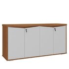 Kit 3 Peças Com Mesa Para Escritório Diretor, Balcão 4 Portas