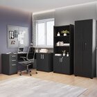 Kit 3 Peças Com Mesa Para Escritório Em L, Armário Multiuso A