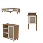 Kit 3 Peças Com Rack Para Tv Até 75 Polegadas, Buffet E Mesa