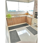 Kit 3 Peças Cozinha Tapete Em Carpete Paquet Tacos Cinza