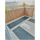 Kit 3 Peças Cozinha Tapete Em Carpete Paquet Tacos Cinza