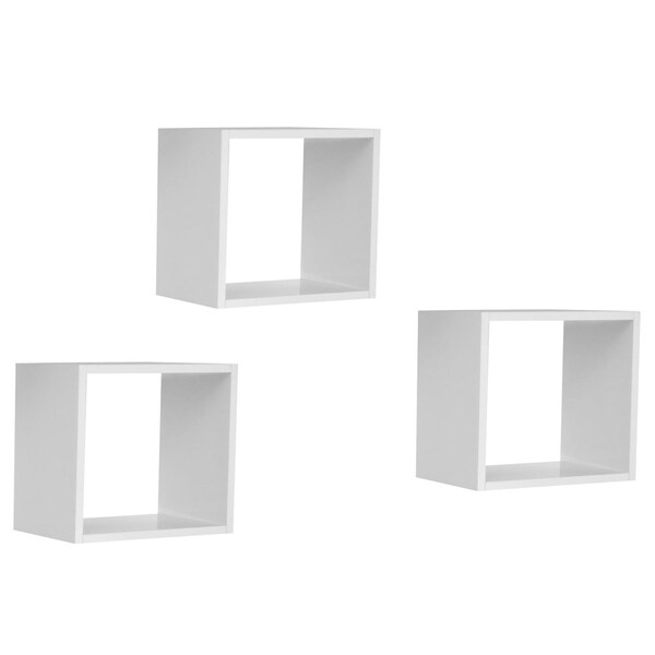 Kit 3 Peças De Nicho Decorativo Quadrado Branco - Ajl Móveis