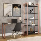 Kit 3 Peças Escrivaninha 120cm E Estante 5 Prateleiras Com Ca