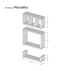 Kit 3 Peças Nicho Prateleira Para Banheiro Branco 40 X 12cm