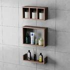 Kit 3 Peças Nicho Prateleira Para Banheiro Nogal 40 X 12cm