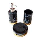 Kit 3 Peças Para Banheiro Evidence Cerâmica Preto E Dourado