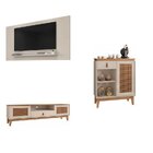 Kit 3 Peças Rack Com Painel Para Tv Até 60 Polegadas Retrô Es