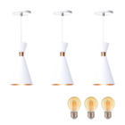 Kit 3 Pendente  Luminária Mini Pequim Branco 24cm + Led G45