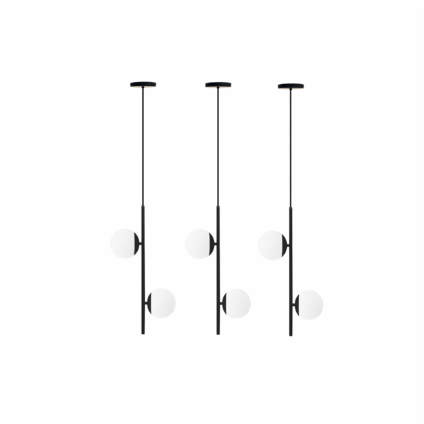 Kit 3 Pendente Globo Vidro 15 Jabuticaba Preto Fosco Bf