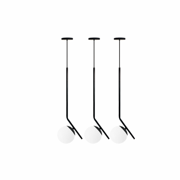 Kit 3 Pendente Inclinado Globo 15 Jabuticaba Preto Fosco Bf