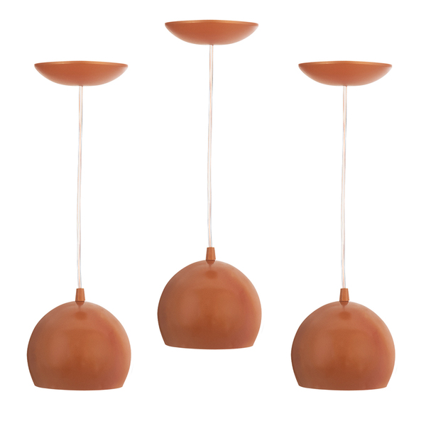 Kit 3 Pendente Lowcost Bola Pequena Alumínio 15cm Cobre