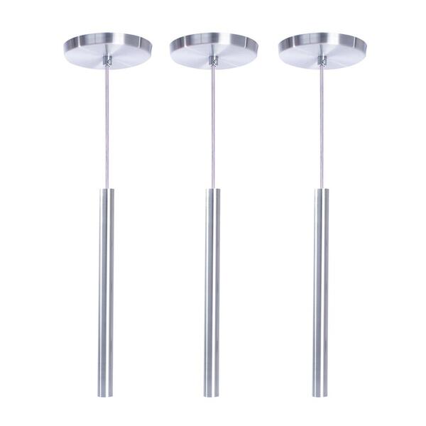 Kit 3 Pendente Luminária Tubo Alumínio Escovado 50 Cm