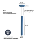 Kit 3 Pendente Luminária Tubo Azul 30 Cm + Lâmpada Led Branco
