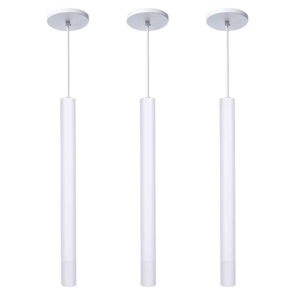Kit 3 Pendente Luminária Tubo Branco 40 Cm + Lâmpada Led Branco Quente