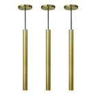 Kit 3 Pendente Luminária Tubo Dourado 50 Cm + Lâmpada Led Bra