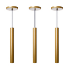 Kit 3 Pendente Luminária Tubo Dourado Fosco 30 Cm + Led 4w Lâ