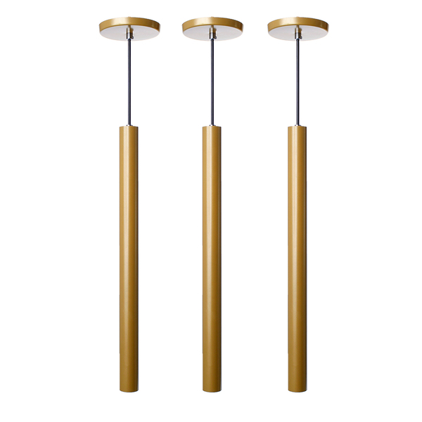 Kit 3 Pendente Luminária Tubo Dourado Fosco 50 Cm + Lâmpada L