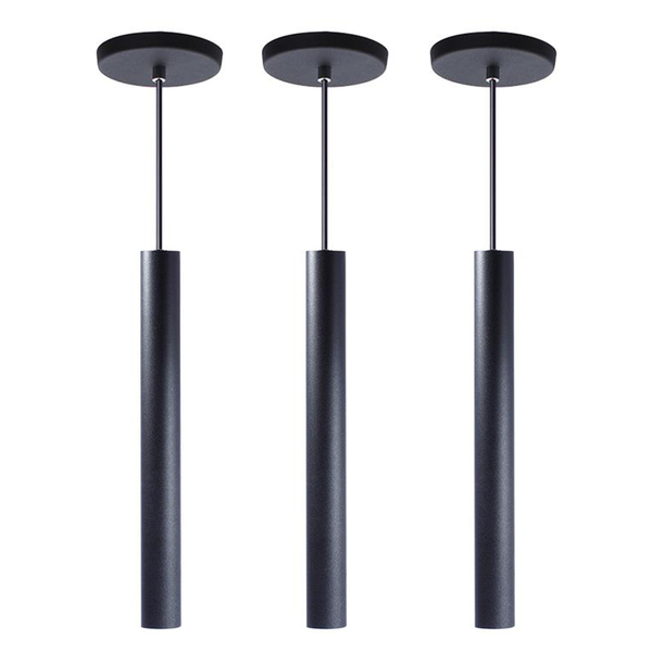 Kit 3 Pendente Luminária Tubo Preto 30 Cm