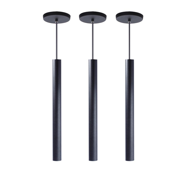 Kit 3 Pendente Luminária Tubo Preto 40 Cm