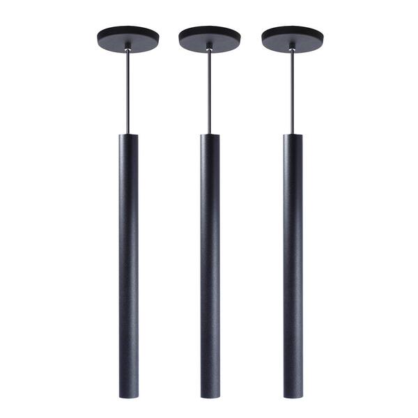 Kit 3 Pendente Luminária Tubo Preto 50 Cm