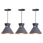 Kit 3 Pendente Lustre Luminária Berlin 15cm Cinza
