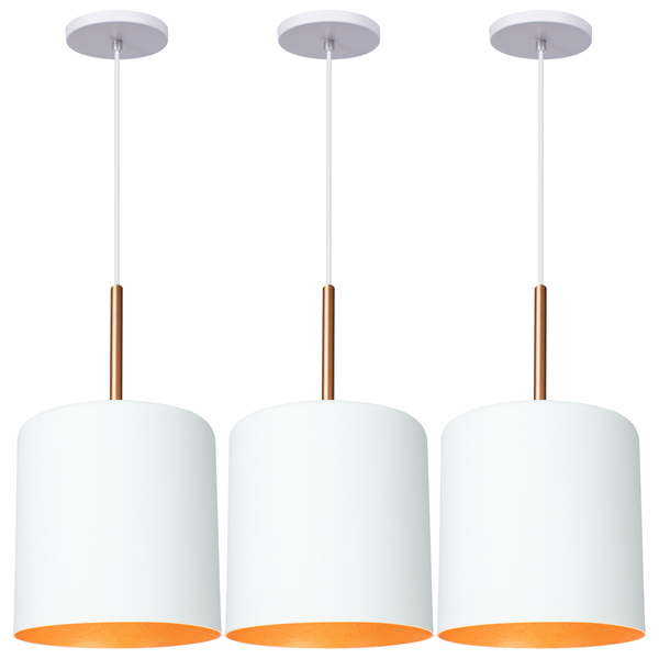 Kit 3 Pendente Lustre Luminária Lisboa Branco