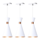 Kit 3 Pendente Lustre Luminária Mini Pequim Branco 24cm