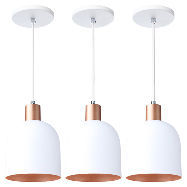 Kit 3 Pendente Lustre Luminária Open Em Alumínio Branco