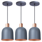 Kit 3 Pendente Lustre Luminária Open Em Alumínio Cinza