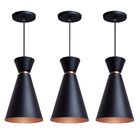 Kit 3 Pendente Lustre Luminária Pequim Preto 30cm + Led Retrô