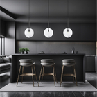 Kit 3 Pendente Lux Preto Globo Vidro Cristal 25cm  + Led