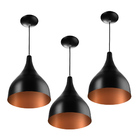 Kit 3 Pendente Milão Pequena Preto/cobre Sala Cozinha Quarto