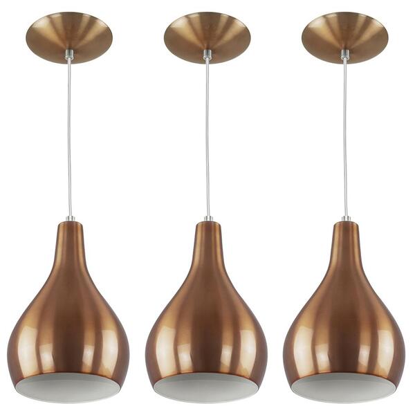 Kit 3 Pendente Nepal Drop Premium Gourmet Aluminio New Cobre