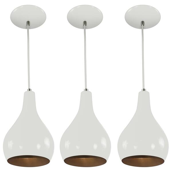 Kit 3 Pendente Nepal Premium Gourmet Aluminio Branco/cobre