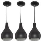 Kit 3 Pendente Nepal Premium Gourmet Aluminio Preto/branco