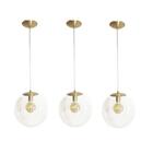 Kit 3 Pendente Redondo Esfera 20cm Dourado E Madelustre