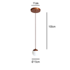 Kit 3 Pendente Redondo Esfera Cobre 15cm Vidro Leitoso