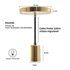 Kit 3 Pendente Soquete Copinho E27 Dourado + Led G95