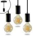 Kit 3 Pendente Soquete Copinho E27 Preto + Led G95