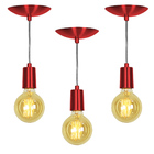 Kit 3 Pendente Tubo Cilindro Alumínio Cereja Com Lampada