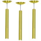 Kit 3 Pendente Tubo Cilindro Alumínio Dourado 50cm + Led 3k