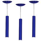 Kit 3 Pendente Tubo Cilindro Azul Metálico 30cm + Led 3k