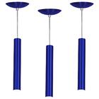 Kit 3 Pendente Tubo Cilindro Azul Metálico 30cm + Led 6k