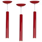 Kit 3 Pendente Tubo Cilindro Vermelho 40cm + Led 3k