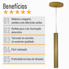 Kit 3 Pendente Tubo Palito 30cm - Ouro + Lampada Led 4w